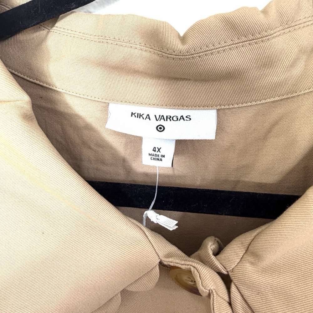 NWT Kika‎ Vargas x Target Beige Scalloped Collar Midi Lightweight Jacket Size 4X - Picture 9 of 14